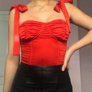 Lioness Boo’d Up Red Satin Bustier Corset Top Valentine’s Day